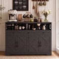 thumbnail image 1 of Poshby 55''W Sideboard Buffet Cabinet with Storage, Charging Station for Kitchen, Living Room, Walnut, 1 of 12