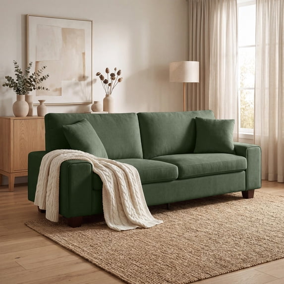 Poshby 71.25''W Loveseat 2 Seater Couch Sofa with Chenille Material, Modern for Living Room, Green