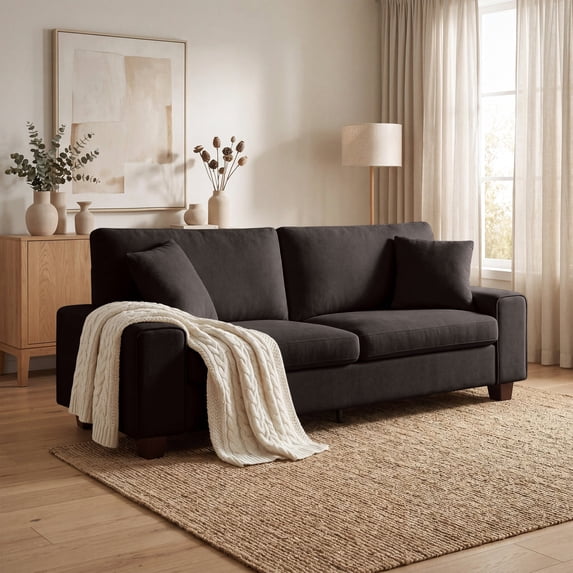 Poshby 71.25''W Loveseat 2 Seater Counch Sofa with Chenille Material, Modern for Living Room, Gray