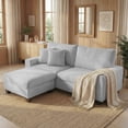 thumbnail image 1 of Poshby 71.25''W Sectional Sofa Loveseat with L-Shaped, Storage Ottoman, Chenille for Living Room, Light Gray, 1 of 14