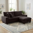 thumbnail image 1 of Poshby 88.58''W Sectional Sofa 3 Seater Couch with Chenille, Modern Square Arm for Living Room, Dark Gray, 1 of 14