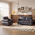 thumbnail image 1 of Poshby Living Room Furniture Set of 2 with Accent Chairs(1pc) and Loveseat(1pc), Fabric Material for Living Room, Red Brown, 1 of 8
