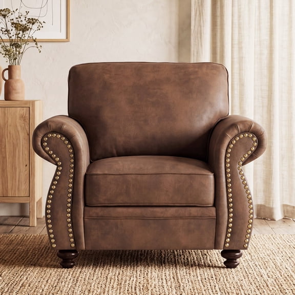Poshby Mid-Century Modern Accent Chairs with Fabric Material, Upholstered Cushions for Living Room, Rust