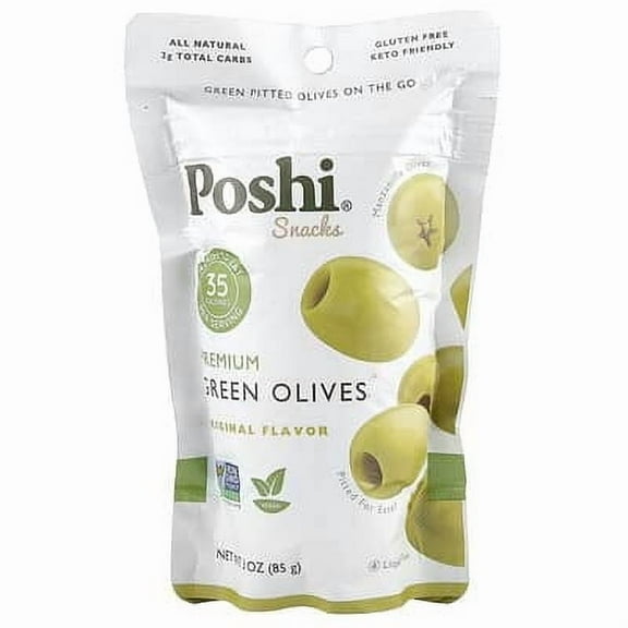 Poshi, Snacks, Premium Green Olives, Original, 3 oz