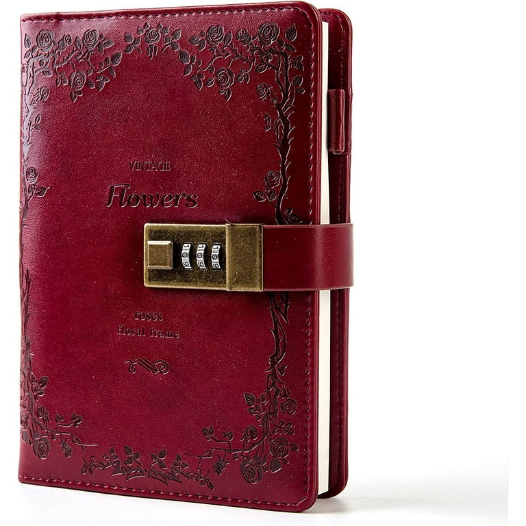 Poshieca Lockable Leather Diary Journal with Combination Key, for 