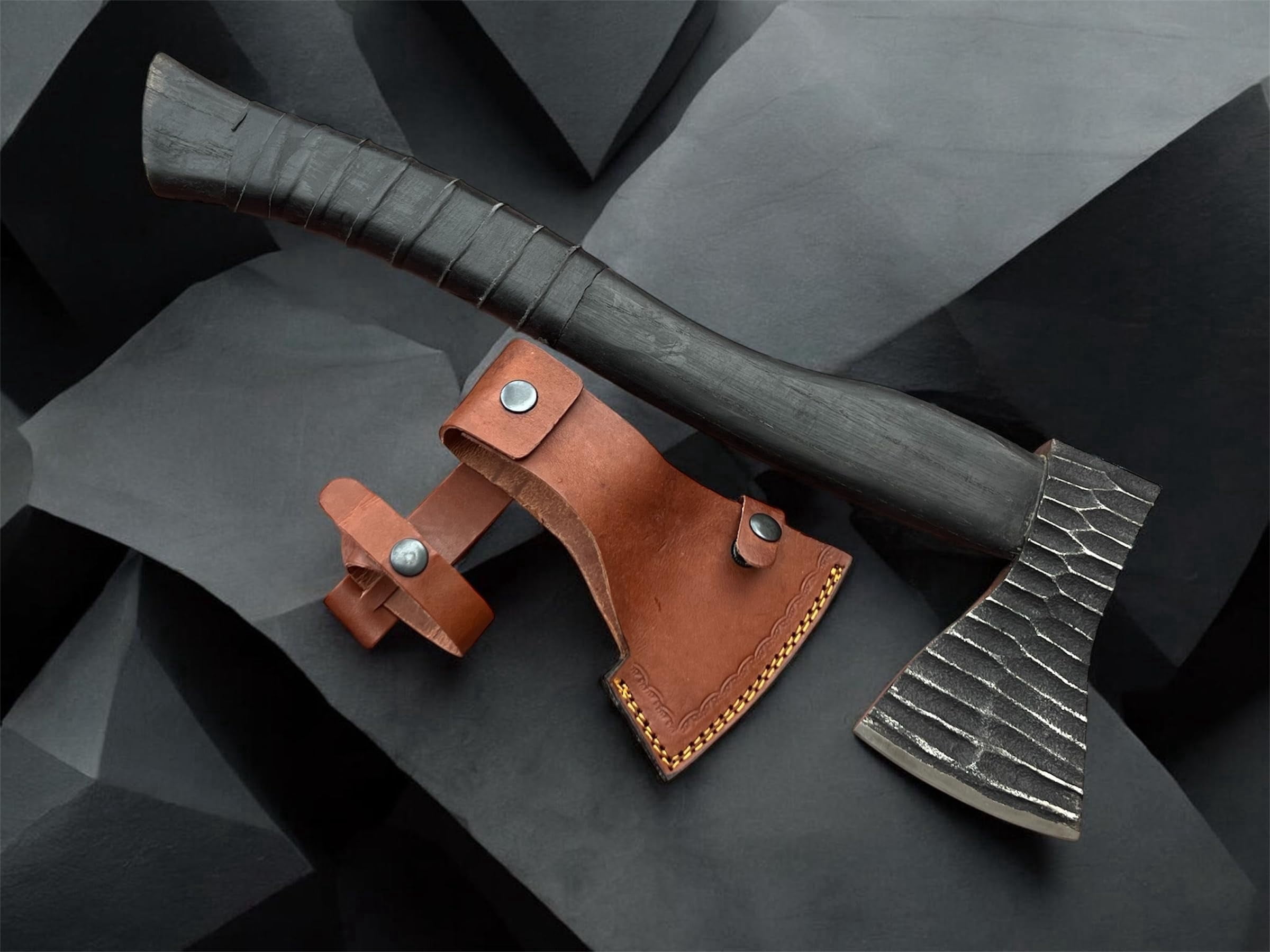 Poshland AX-7003 Forged Carbon Steel Viking Axe with Solid Ash Wood Handle – Outdoor Camping Hatchet | Handcrafted Collector's Gift