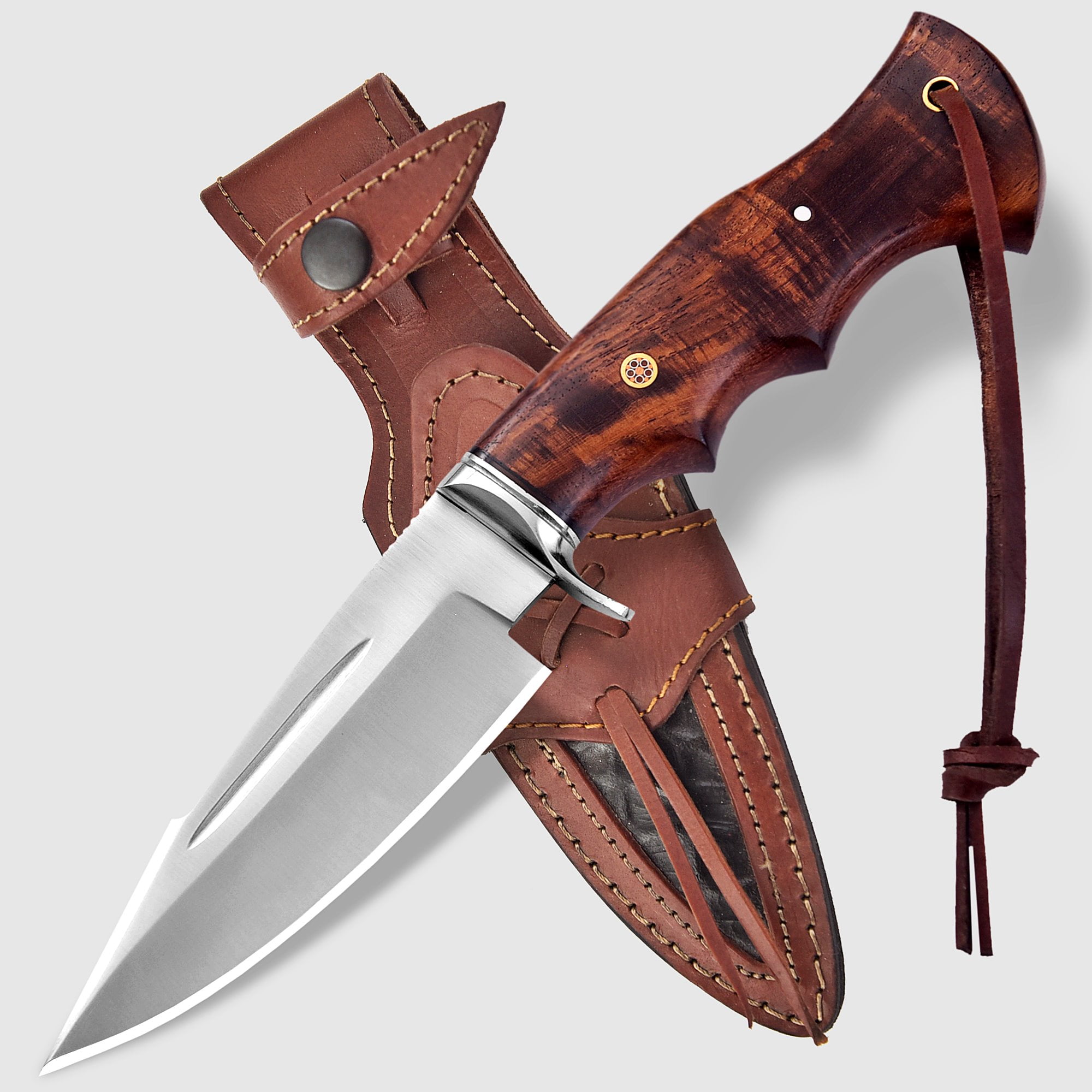 Poshland Handmade Hunting Knife - 10" Bushcraft Fixed Blade EDC Knife with D2 Steel Blade, (TR-101)