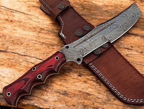 Poshland TR-1166, Custom Handmade Damascus steel Tracker Knife - Tanto Style Blade