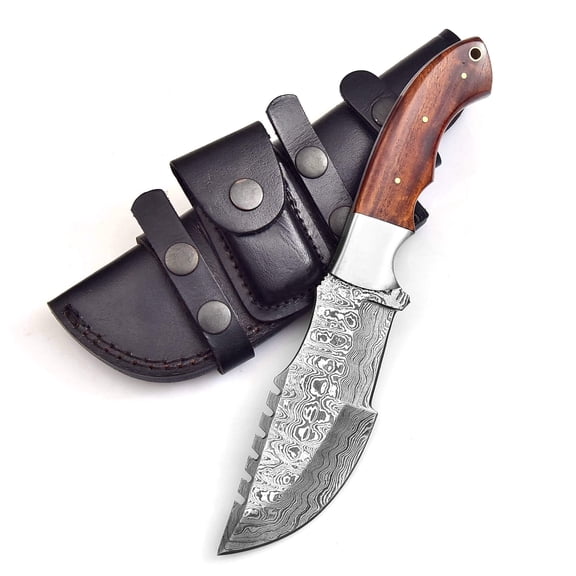 Poshland TR-177 Custom Handmade Damascus Steel 10 Inches Tracker Knife (Wooden)