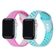 POSH TECH Poshtech Unisex Mint and Pink 2-Pack Sport Silicone Bands for Apple Watch Series 1-8 & SE-Size 38-41mm