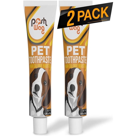 Poshwag 2 Pack Dog Toothpaste [Fights Bad Breath] Toothpaste for Dog & Cat, High Calorie Booster, Helps Remove Food Debris Designed for Pets [REMOVES Plaque] 1.95 oz