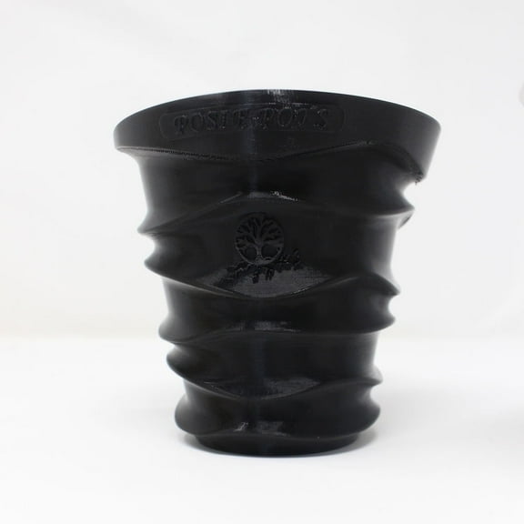 Posie Pot 5 inch, Medium, Black Wave, Self-Watering Planter, 3D Printed
