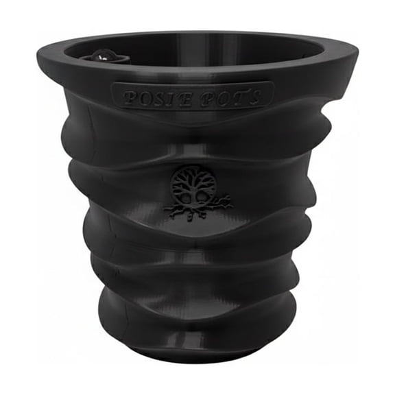 Posie Pot 5 inch, Medium, Black Wave, Self-Watering Planter, 3D Printed