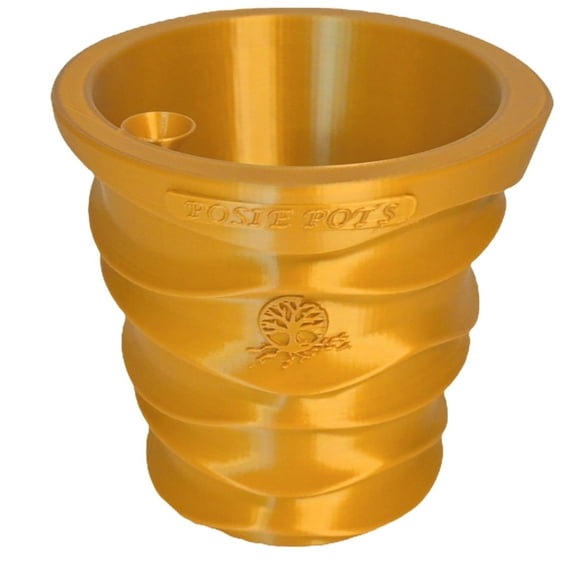 Posie Pot 7 inch, Large Gold Wave Self Watering Planter
