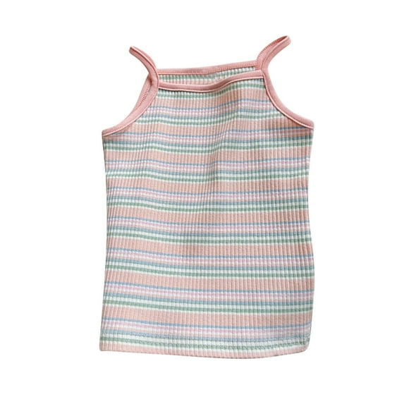 Posijego 1-9t Toddler Baby Girl Camisole Tank Top Striped Cami Spaghetti Strap Tank Shirts for Little Girl