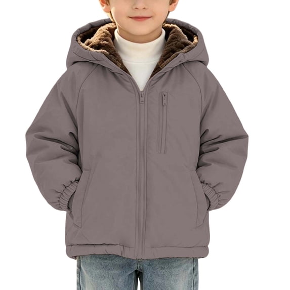 Posijego 2-9 Years Boys Fleece Lined Coats Warm Fall Winter Outerwear Long Sleeve Hooded Jackets Coats with Pockets