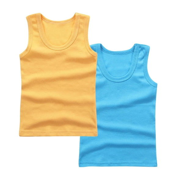 Posijego 2 Pack Boys Girls Cotton Tank Tops Breathable Casual Summer Basic Sleeveless Cotton Undershirts for Kids