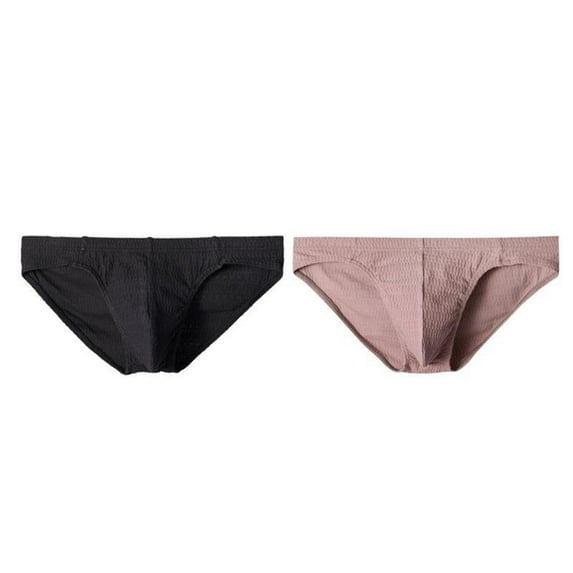 Posijego 2 Pack Cotton Bikini Briefs for Men Solid Color Lightweight Breathable Low Rise Briefs Men's Underwear