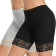 thumbnail image 1 of Posijego 2 Pack Lace Slip Shorts for Women High waist cotton boyshorts under dress Seamless underwear, 1 of 3