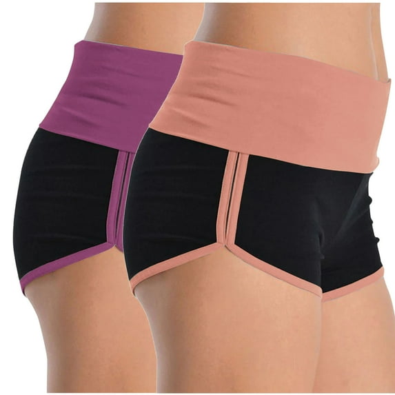Posijego 2 Pack Plus Size Shorts for Women Low Waist Workout Yoga Shorts Lightweight Casual Summer Gym Shorts