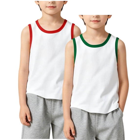 Posijego 2 Pack Tank Tops for Kids Cotton Sleeveless Tank Tees Boys Girls Basic Undershirts Summer Tank Tops for Toddler
