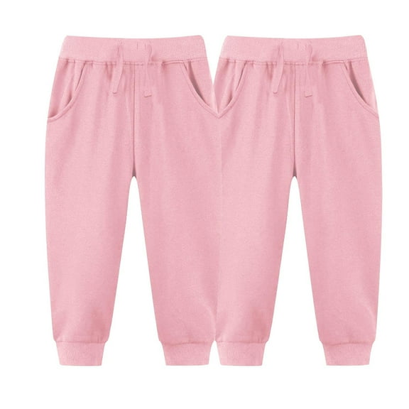 Posijego 2 Pack Toddler Sweatpants Boys Girls Solid Color Jogger Pants with Pockets Kids Athletic Pants