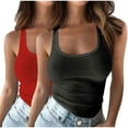 thumbnail image 1 of Posijego 2 Pack Undershirts for Women Ribbed Tank Tops Scoop Neck Sleeveless Tank Tee Shirts S-5XL, 1 of 4