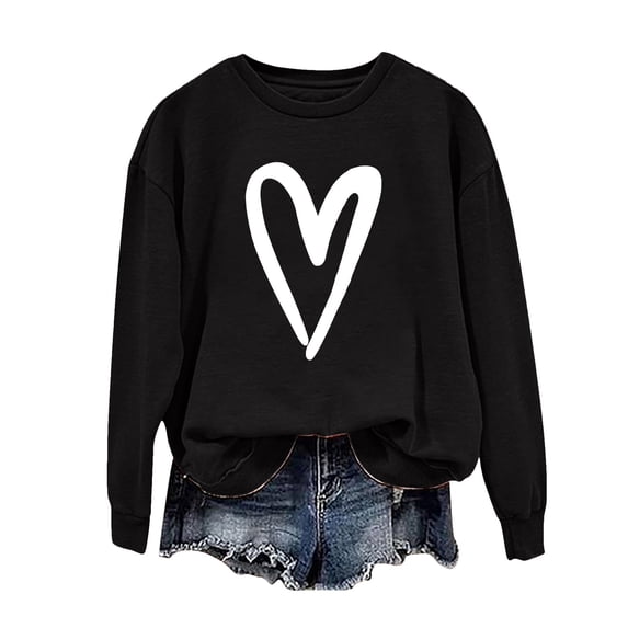Posijego 2024 Valentine's Day Sweatshirt for Women Plus Size Long Sleeve Shirts Cute Graphic Pullover Tops