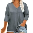 thumbnail image 1 of Posijego 3/4 Length Sleeve Women's Plus Size Tops Button V Neck Casual Shirts Plus Size Dressy Blouses, 1 of 7