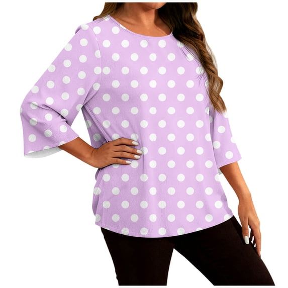 Posijego 3/4 Length Sleeve Womens Plus Size T-Shirts Printed Graphic Tee Spring Casual Shirts Summer Tops