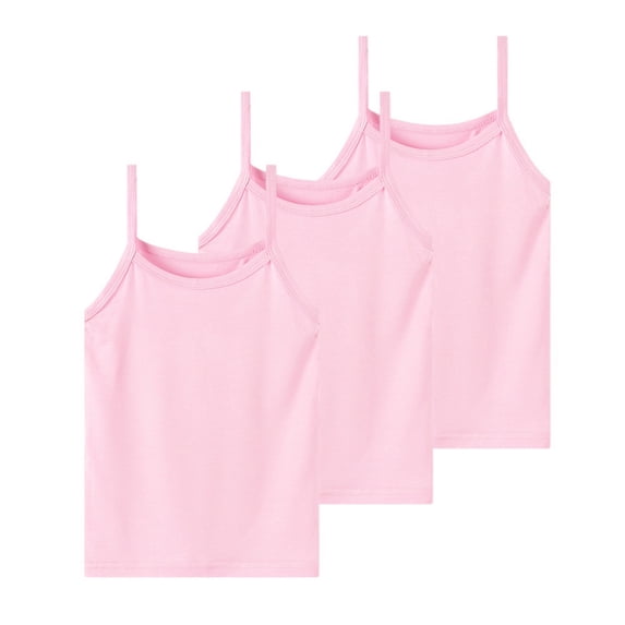 Posijego 3 Pack Girls Undershirts Dance Tank Tops Sleeveless Cotton Spaghetti Strap Camis for Little Girls Basic Tank Tees