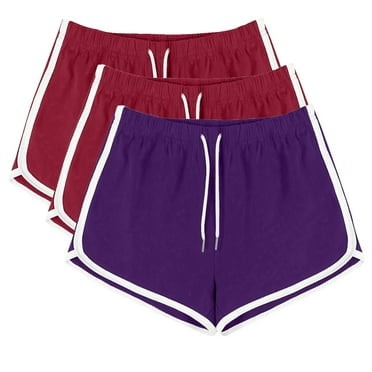 Posijego 3 Pack Shorts for Women Drawstring Elastic Waist Yoga Shorts Lounge Pajama Shorts Plus Size