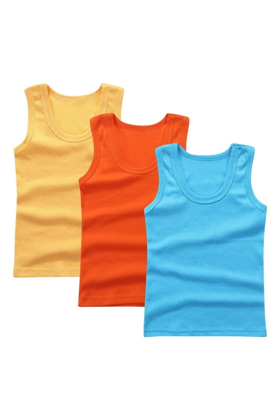 3 Pack Tank Tops for Kids Boys Girls Basic Undershirts Sleeveless Shirts Athletic Dance Tanks Tees