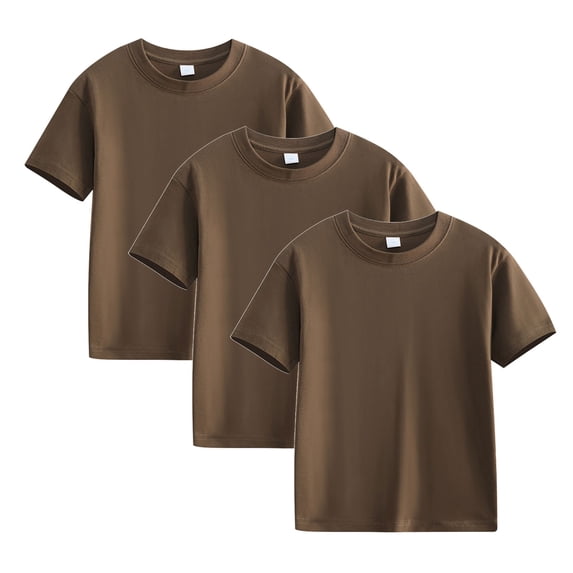 Posijego 3 Pack Toddler Boys Girls Short Sleeve Tee Shirts Infant Baby Kids Crew Neck Cotton T-Shirts Solid Color