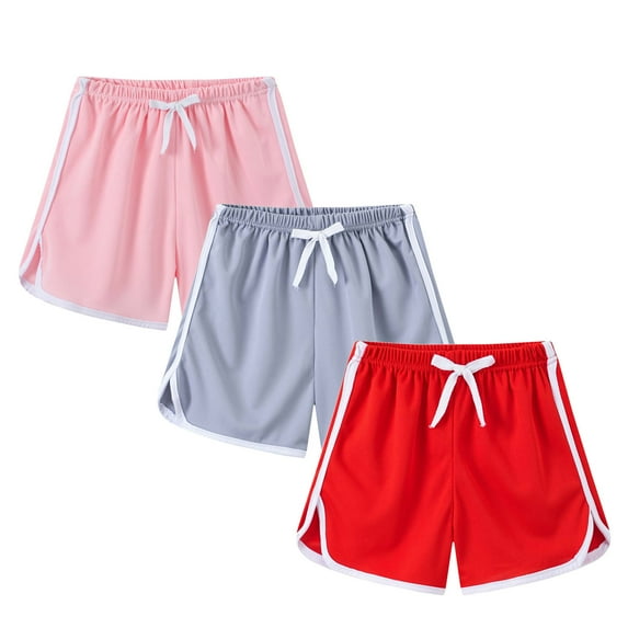 Posijego 3 Pack Toddler Girls Athletic Shorts Little Girl Active Running Shorts Solid Color Gym Yoga Shorts