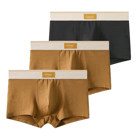 Posijego 3 Pack Underwear for Men Breathable Comfortable Mid Waist Stretch Cotton Underpants for Men