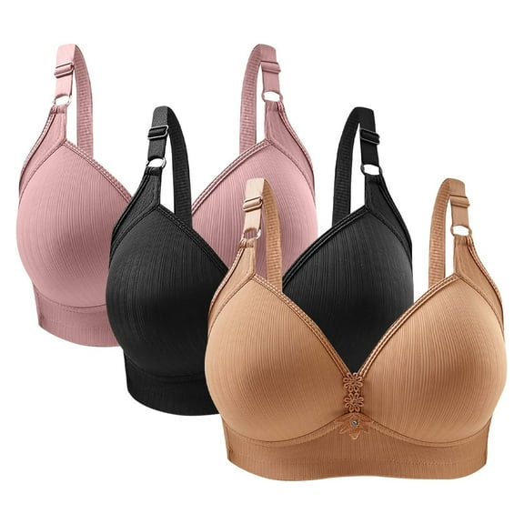 Posijego 3 Pack Wireless Bras for Women No Underwire Breathable Everyday Bra Comfort Wirefree Bra Full Coverage