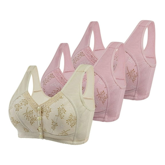 Posijego 3 Pack Womens Front Closure Bra Plus Size Wireless Everyday Bra No Underwire Full Coverage Bra for Women