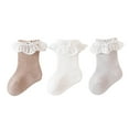 thumbnail image 1 of Posijego 3 Pairs Newborn Baby Girls Socks Toddler Girls Ruffle Socks Little Girl Soft Cotton Crew Socks 0-3 Years, 1 of 3