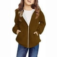 thumbnail image 1 of Posijego 4-12 Years Girls Zip up Hoodie Solid Color Long Sleeve Hooded Sweatshirts for Teen Athletic Tops, 1 of 7