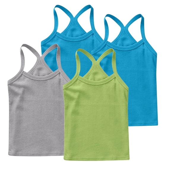 Posijego 4 Pack Camisole Tops for Toddler Girls Basic Undershirts Cotton Shirts Sleeveless Basic Tank Tees