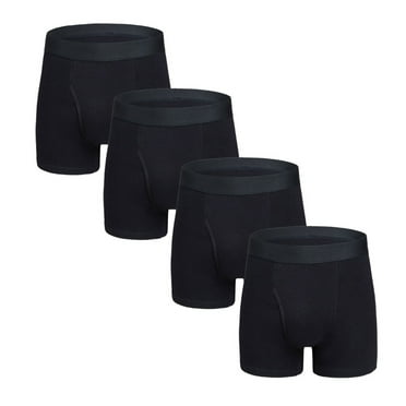 Posijego 4 Pack Underwear for Men Cotton Boxer Briefs with Fly Soft and Comfortable Athletic Underpants for Men