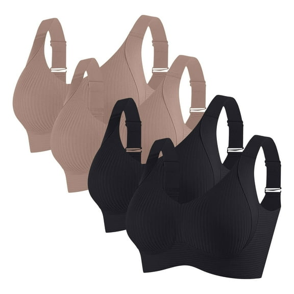 Posijego 4 Pack Women's Everyday Bra Wireless Push up Sport Bras Breathable Full Coverage Support Bralettes