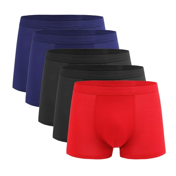 Posijego 5 Pack Boxer Underwear for Men Big and Tall Boxer Shorts Solid Color Soft Breathable Stretchy Underpants