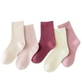 thumbnail image 1 of Posijego 5 Pairs Boys Girls Socks Solid Color Crew Dress Socks School Uniform Socks Kids Toddler Cotton Socks, 1 of 3