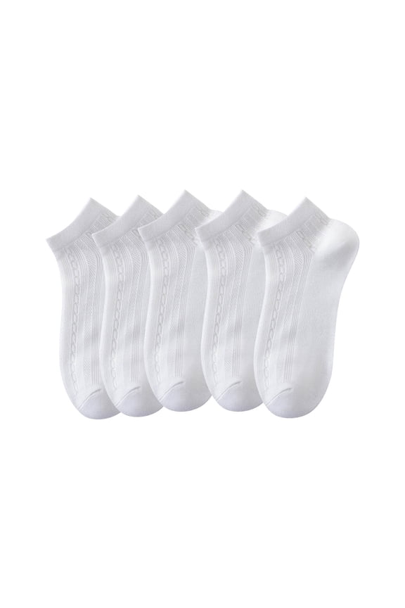 5 Pairs Women's Casual Socks Solid Color Cotton Ankle Crew Socks Breathable Low Cut Socks for Women