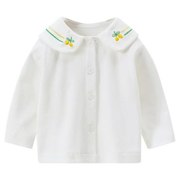 Posijego 6M-4T Toddler Baby Girls Long Sleeve Collared Shirts Button down Blouses Little Girl Cute Tops