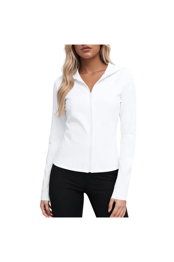 Athletic Jacket for Women Sun Protection Shirts Zip up Hooded Long Sleeve Lightweight Cooling Workout Running Tops
