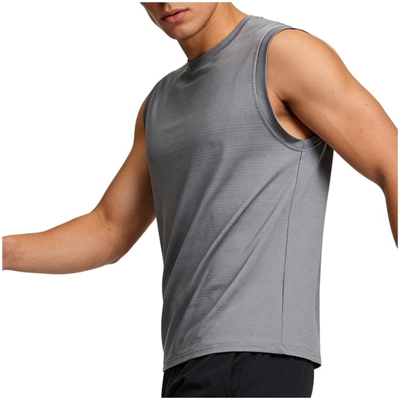 Posijego Athletic Tank Tops for Men Summer Casual Crew Neck Loose Workout Sleeveless Fitness Tank Tees Exercise Running