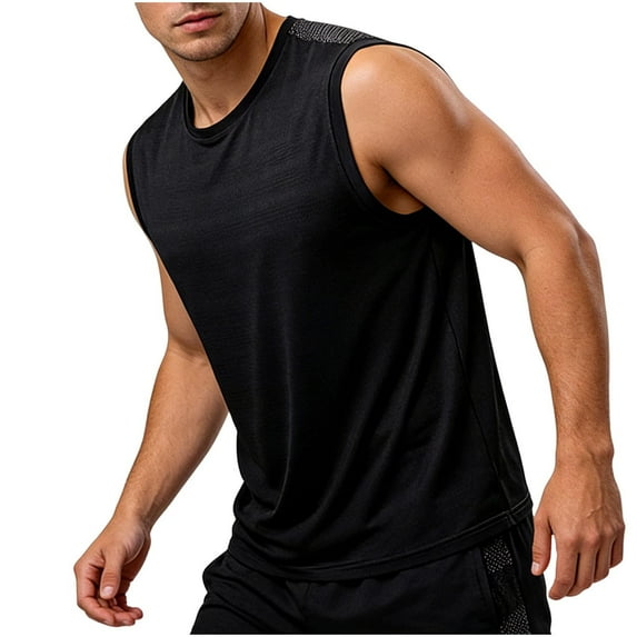 Posijego Athletic Tank Tops for Men Summer Casual Crew Neck Loose Workout Sleeveless Fitness Tank Tees Exercise Running